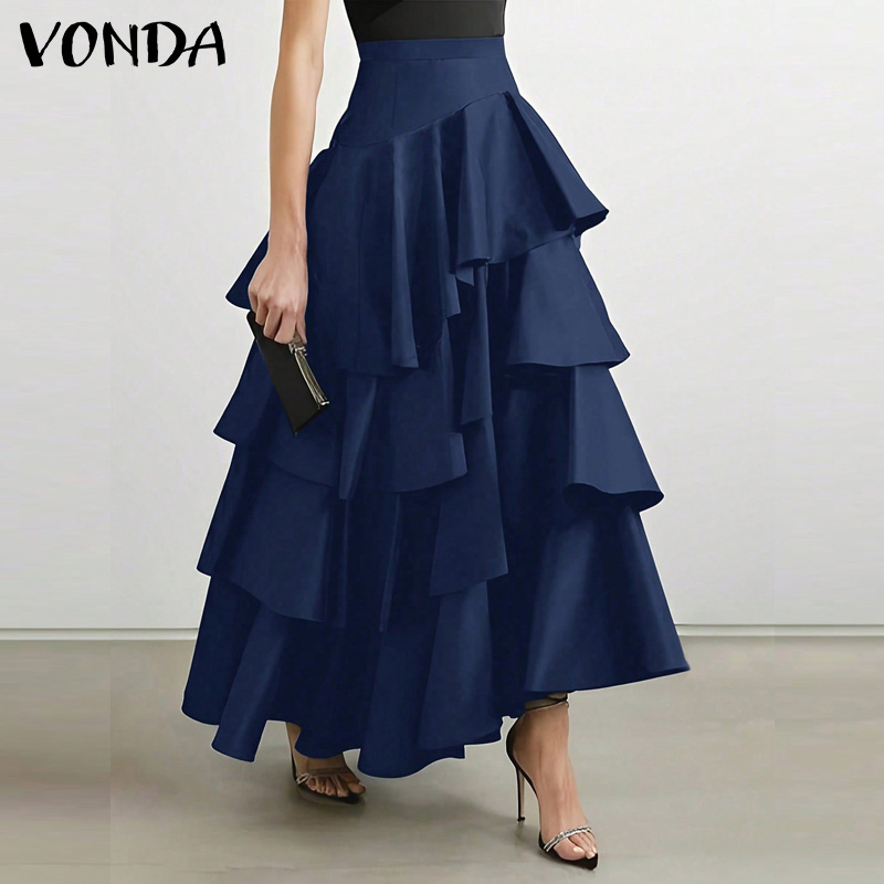 Women'S Fashion Layering - VONDA プラスサイズ 5XL レディース ロング マキシスカート