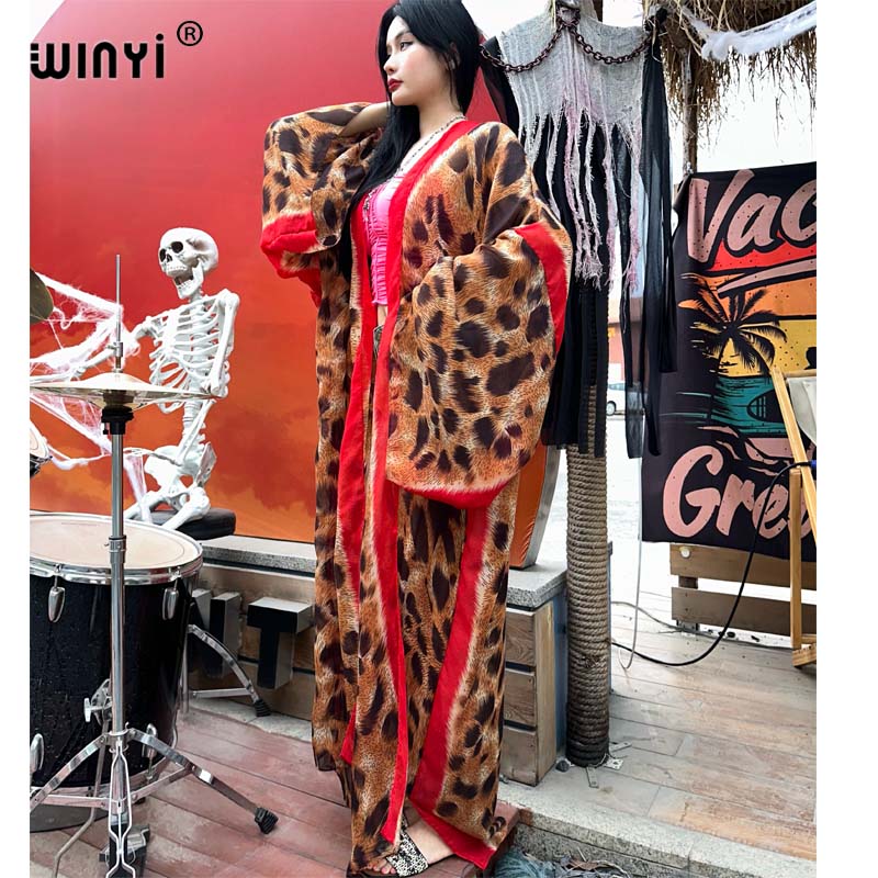 Women'S Fashion Kimono - Winyi-女性のためのヒョウ柄のカーディガン、セクシーなカーディガン、ビーチウェア、カバーアップ、着物、休暇の衣装、半視点、2022