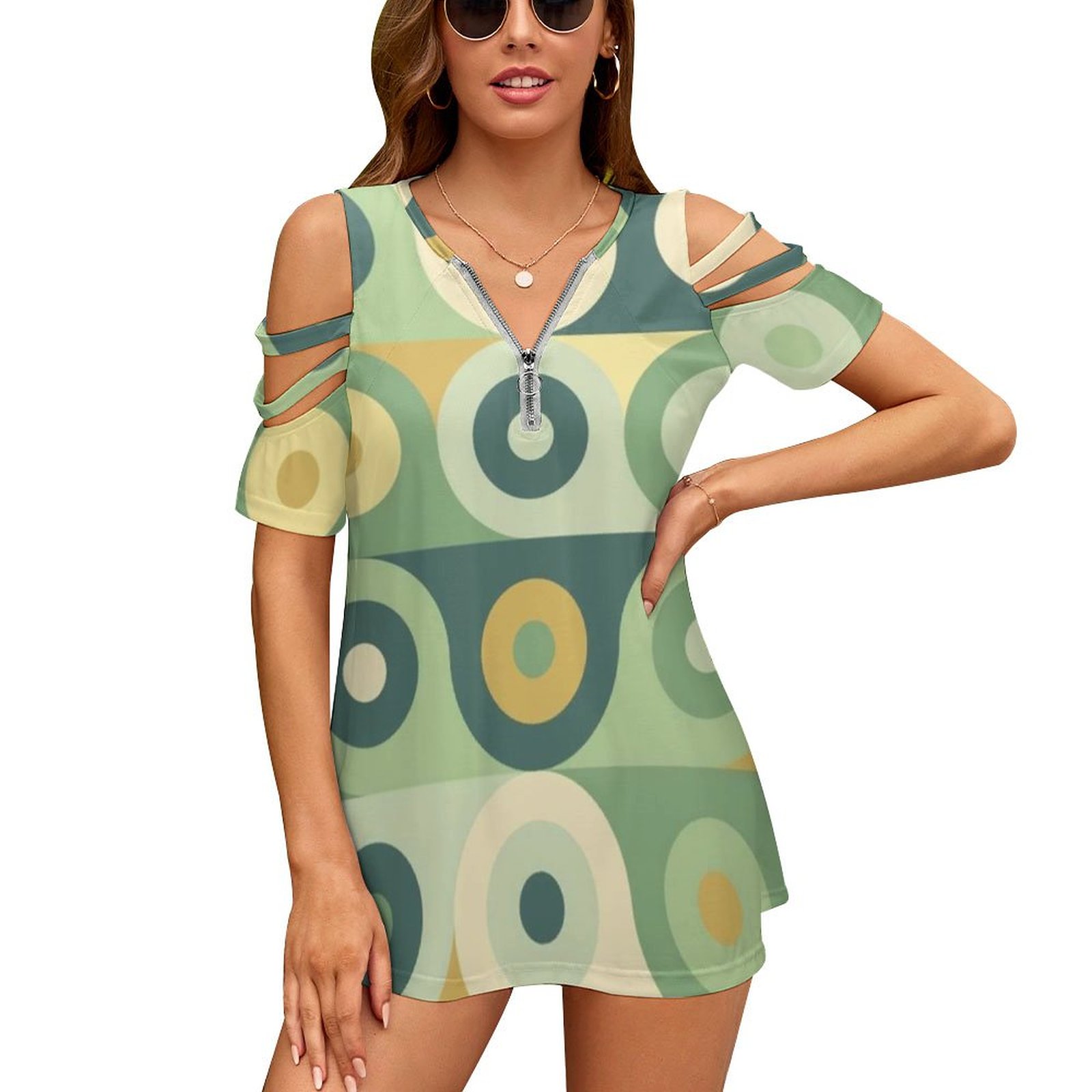 Women'S Fashion In The 70S - 女性のための70年代のプリントTシャツ,ジッパー付きトップス,さまざまなスタイル,レトロ,ディスコ,60年代,60年代のファッション