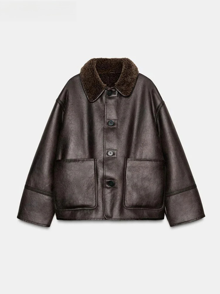 Women'S Fashion Utility Jacket - ファッション両面無地ジャケット レディース ラペルカラー シングルブレスト 長袖コート 2025秋新作