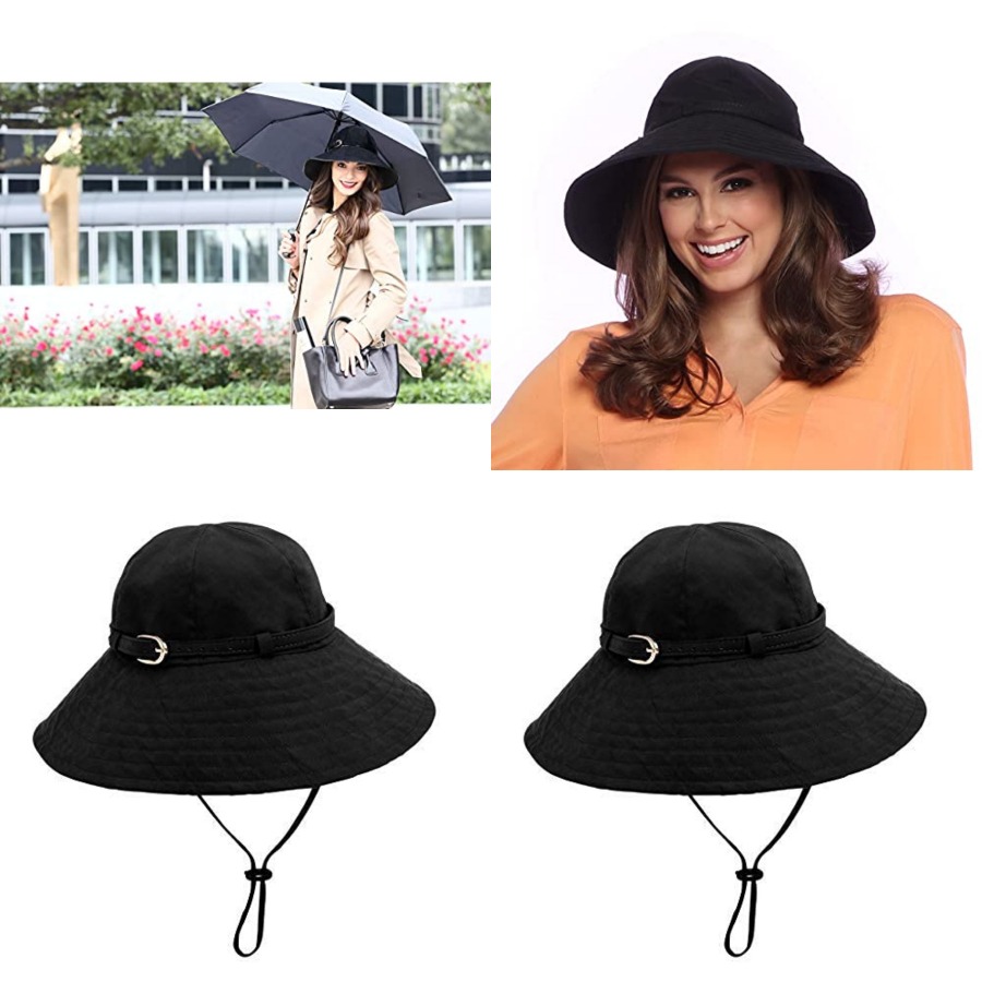 Bucket Hat Women - VINRELLA レイン＆サンハット、女性用レインハット - 防水帽子、日焼け防止、日よけ帽子、ハイキングに最適 - マットバケットハット