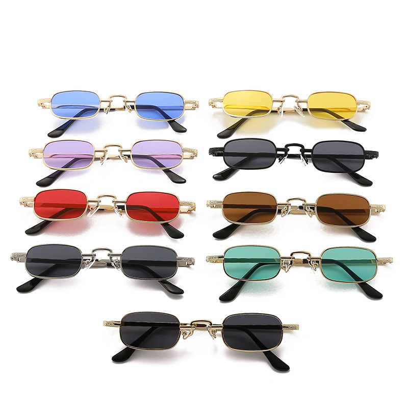 Women'S Fashion Eyewear - 新しいスモールフレームスクエアサングラス、トレンディでカラフルな男女兼用メタルサングラス、夏のファッションストリートフォトグラフィーグラス
