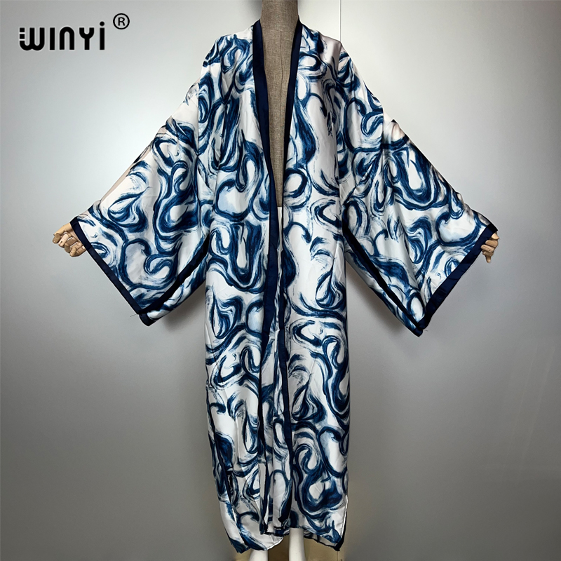 Women'S Fashion Kimono - WINYI ボヘミアンカーディガンドレスアフリカカフタンビーチ衣装女性夏のシルク感着物ビーチカバーアップアバヤドバイ高級