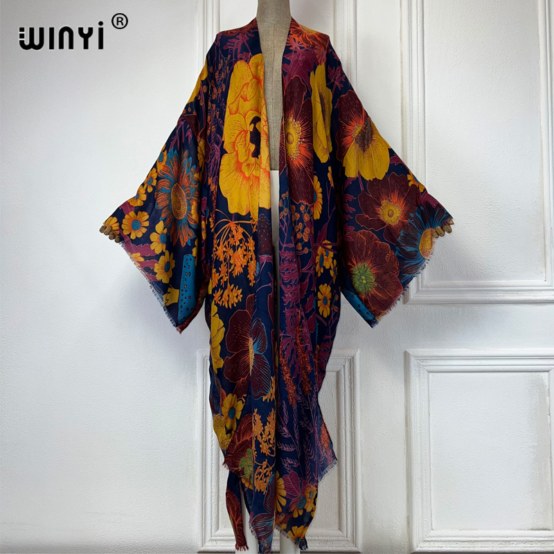 Women'S Fashion Kimono - WINYI アフリカファッション 夏用着物マキシドレス ビーチカバーアップ カーディガン ボヘミアンセクシーコート
