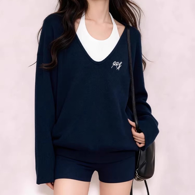 Women'S Fashion Layering - 2026年春新作 レディース3点セット ファッションブルー レイヤードトップス＆パンツセット エレガントカジュアル トレンドマッチングセット