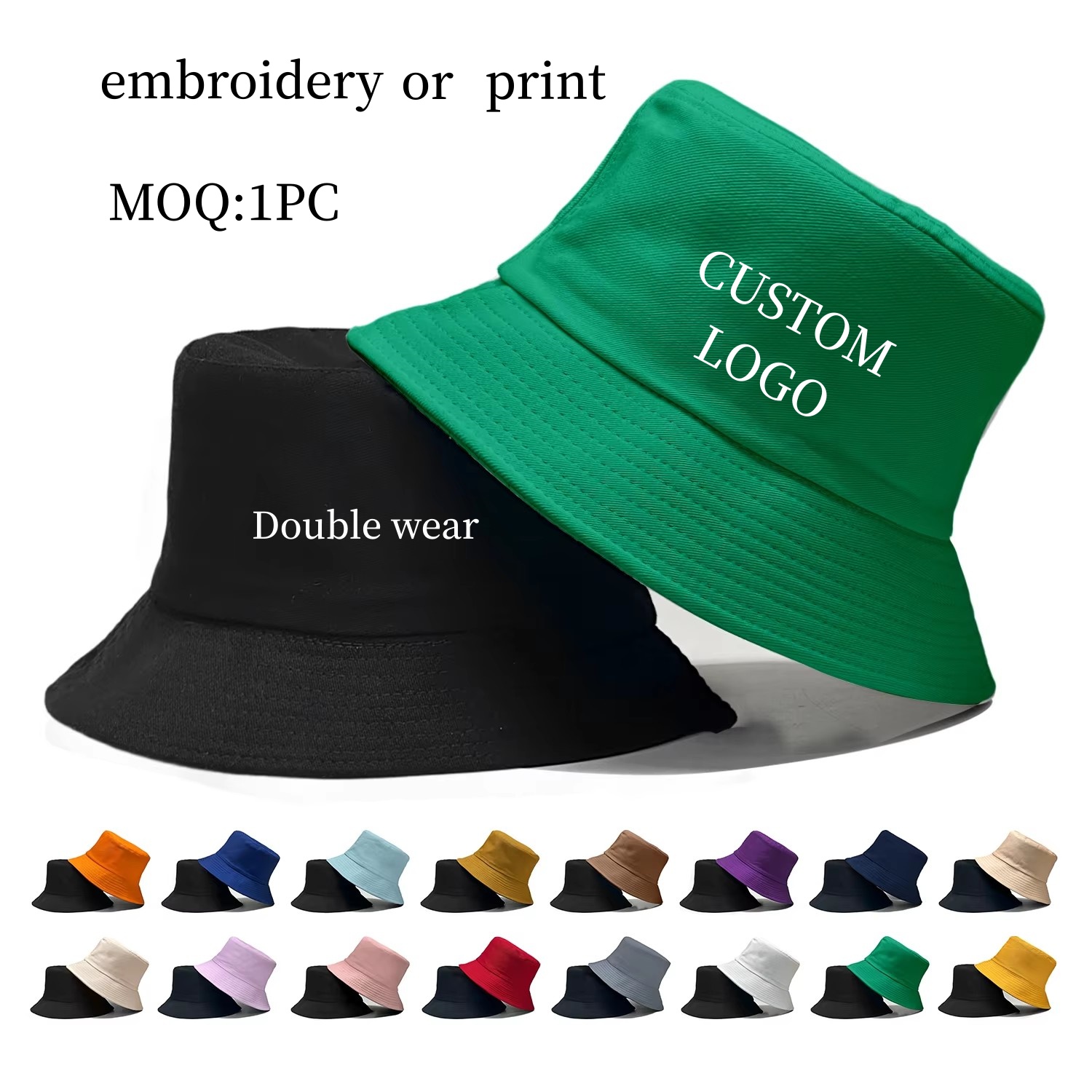 Bucket Hat Women - カスタムロゴ入り両面フィッシャーマンキャップ 春夏 アウトドア 日よけ ビーチ フィッシング