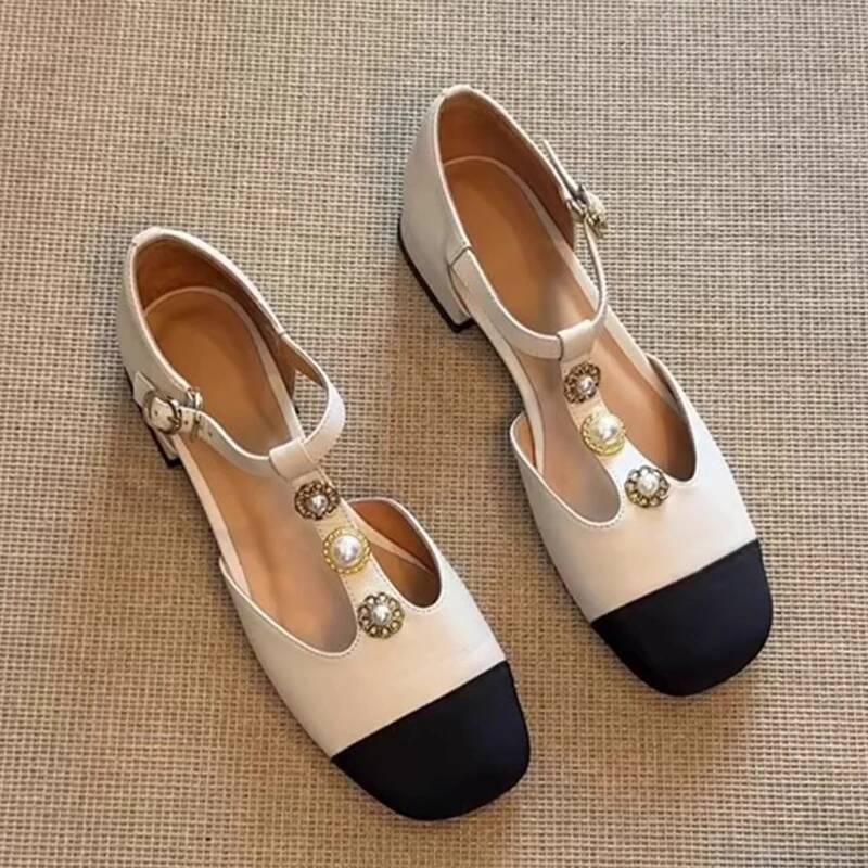 Women'S Fashion Trends - 女性スクエアトゥヒールサンダル夏の靴ファッション新人デザイナー女性トレンドバックルパーティーシューズパンプス Zapatillas De Mujer
