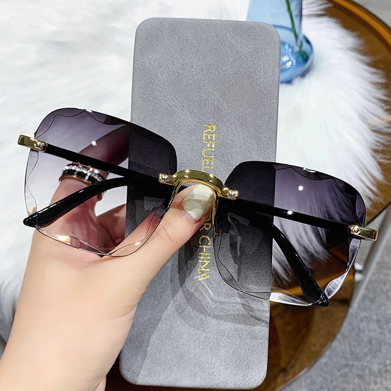 Women'S Fashion Eyewear - 1/3個入り 新型リムレスレディースサングラス ファッショングラデーションレンズ サングラス レディース ヴィンテージ合金フレーム