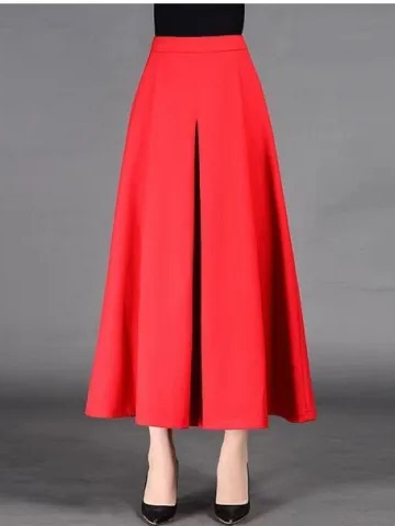 Women'S Fashion Kilt - プラスサイズママスリミングワイドレッグパンツハイウエストAラインスカート9分丈ルーズフィットピュアカラーサマーファッションカジュアルスカート