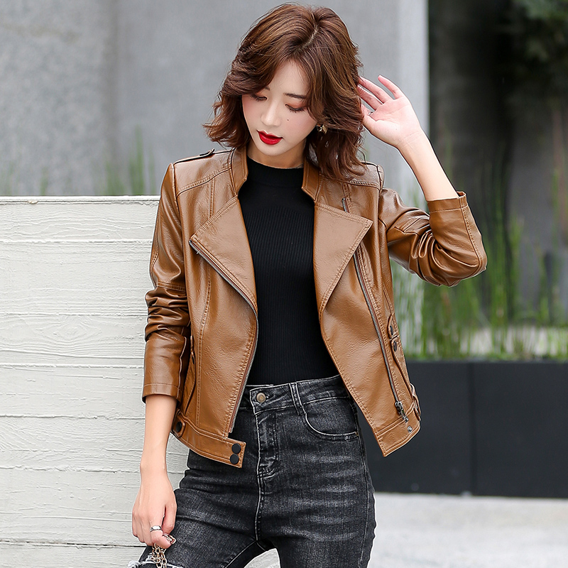 Women'S Fashion Leather Jacket - M-5XL 新しい 女性 革 ジャケット バネ