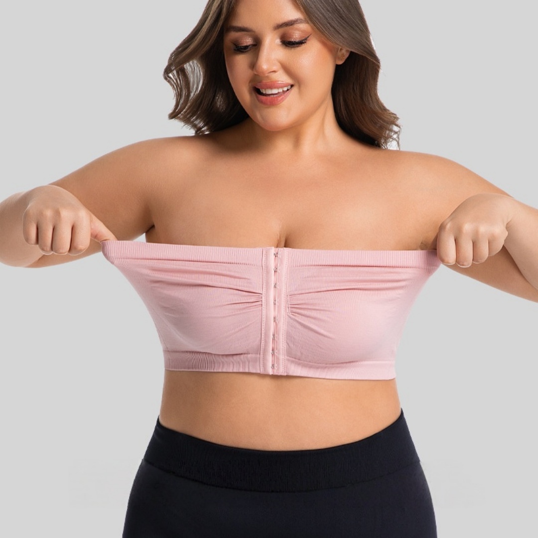 Bra Top Seamless - 女性用プラスサイズ ストラップレス フロントクロージャー バンドゥブラ シームレス ワイヤレス