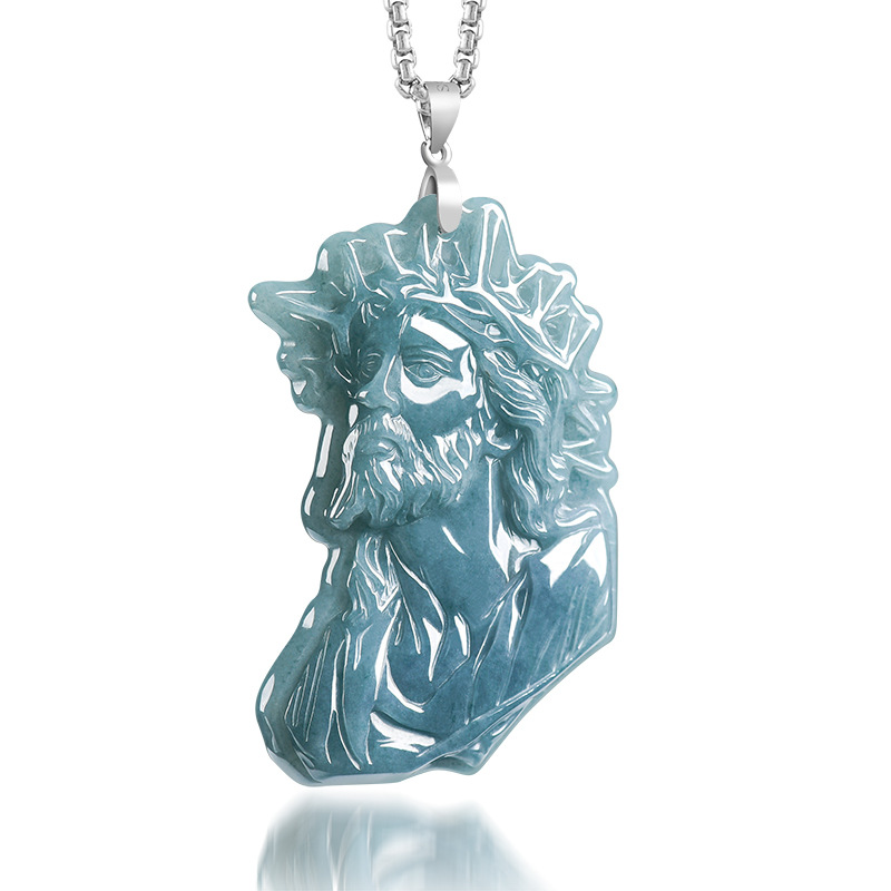 Women Fashion Necklace - ミャンマー翡翠僧侶ペンダントネックレス高級お守り925シルバーヴィンテージアミュレットチャームファッション本物の翡翠ギフト女性用