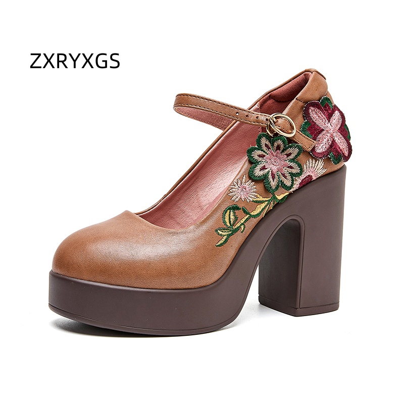 Women'S Fashion Layering - ZXRYXGS トップレイヤー牛革刺繍花靴ファッショナブルなパンプス 2025 エレガントなトレンディな宴会結婚式の靴の女性のハイヒール