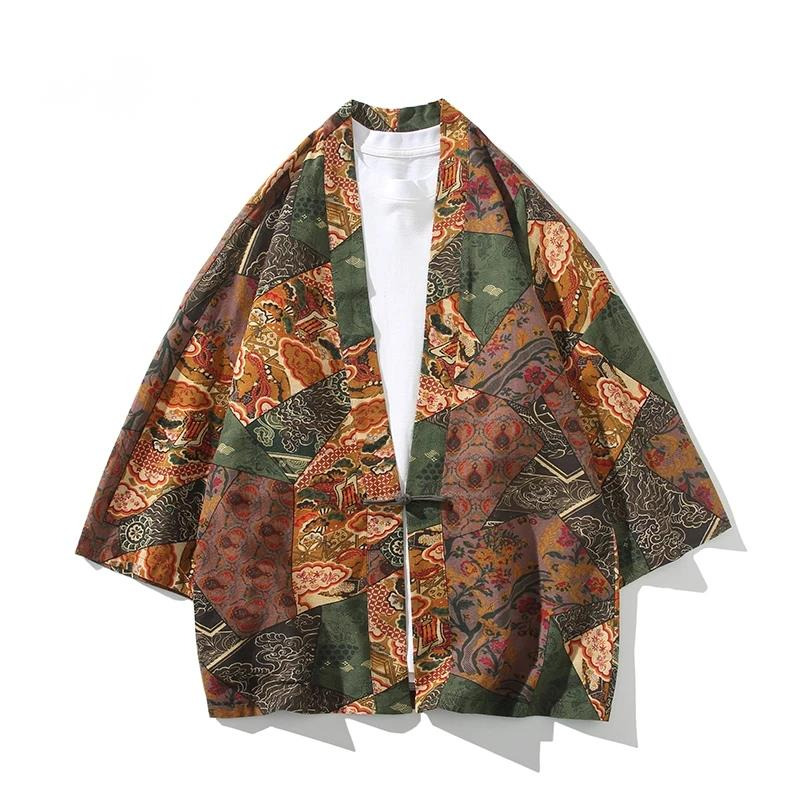 Women'S Fashion Kimono - エスニックスタイルプリント浴衣男性女性ファッションコットンリネンカーディガンブラウスアジア服原宿日本のコスプレ着物