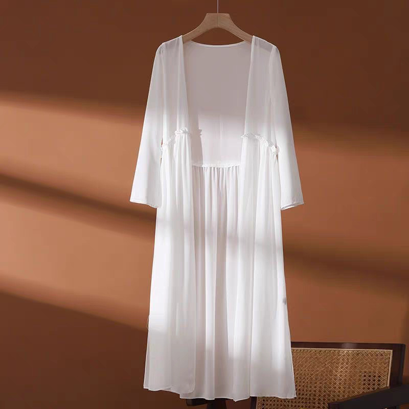女性のプラスサイズ 6XL 夏シフォン着物ロングカーディガン - Women'S Fashion Kimono のレビューと価格