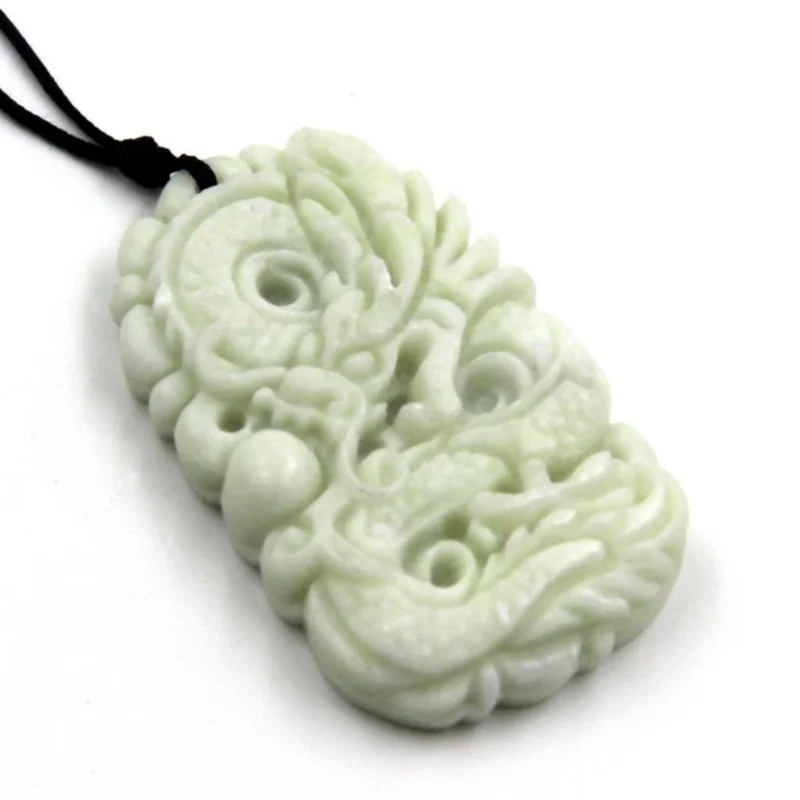 ナチュラルホワイトヒスイドラゴンフェニックスペンダントネック - Women Fashion Necklace のレビューと価格