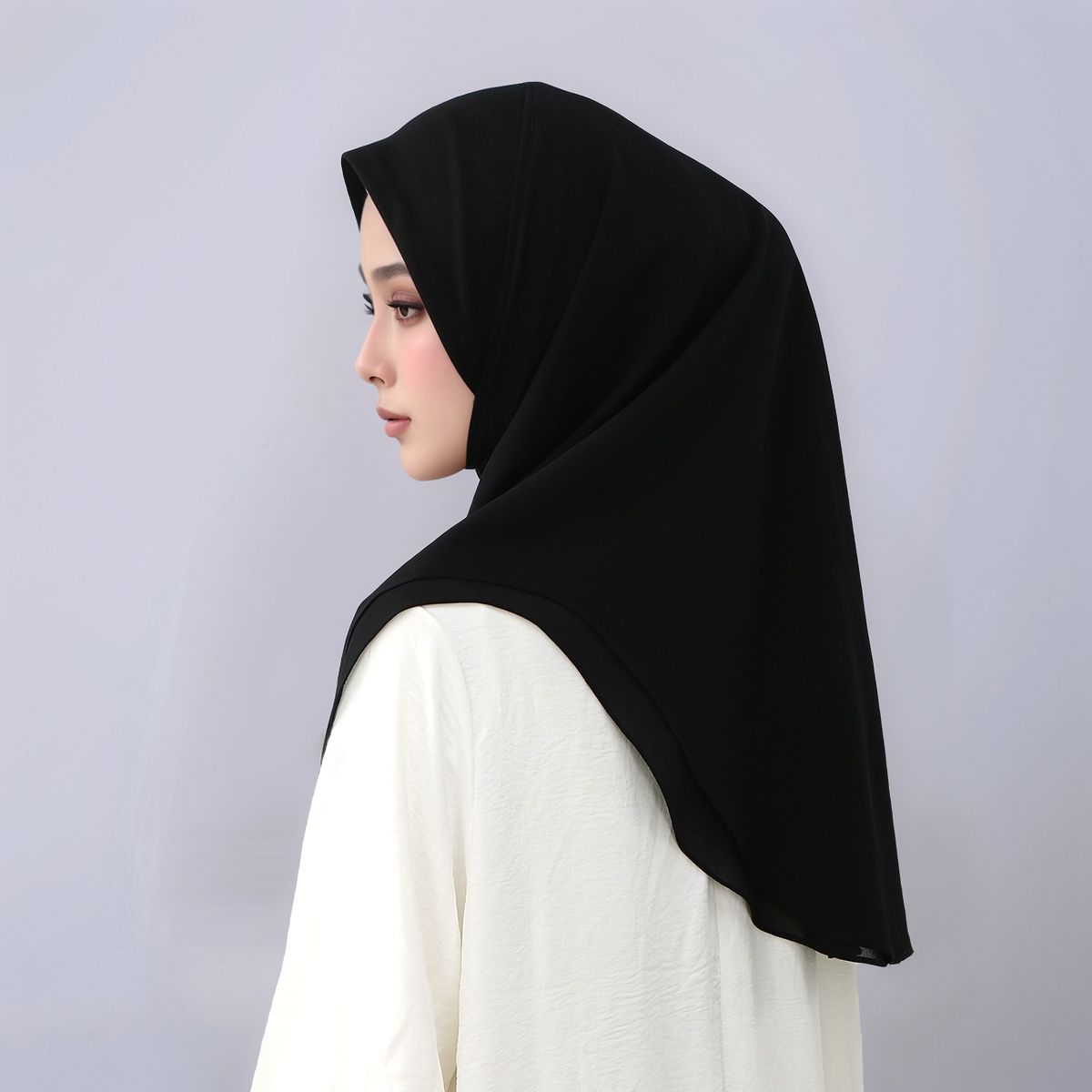 新作二重シフォン既製服インスタントヒジャブ、ムスリム女性用フ - Women'S Fashion Layering のレビューと価格