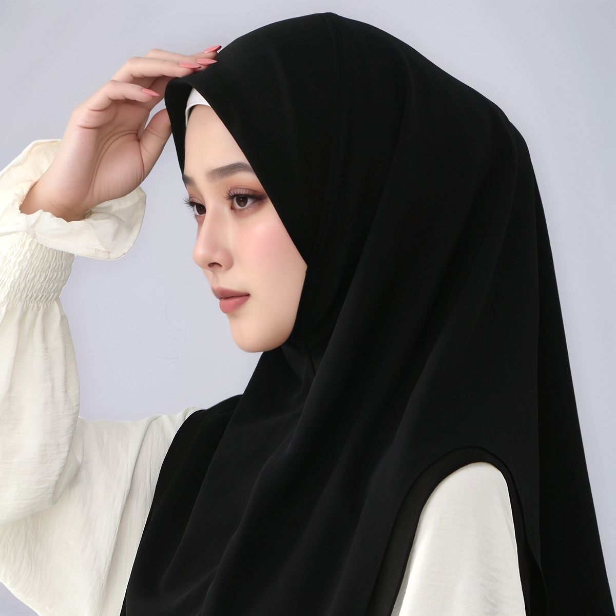 新作二重シフォン既製服インスタントヒジャブ、ムスリム女性用フ - Women'S Fashion Layering のレビューと価格