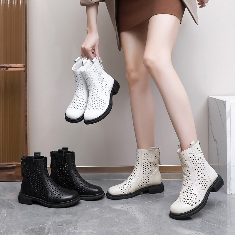 ZXRYXGS トップレイヤー牛革インチューブ中空ブーツ 2 - Women'S Fashion Layering のレビューと価格