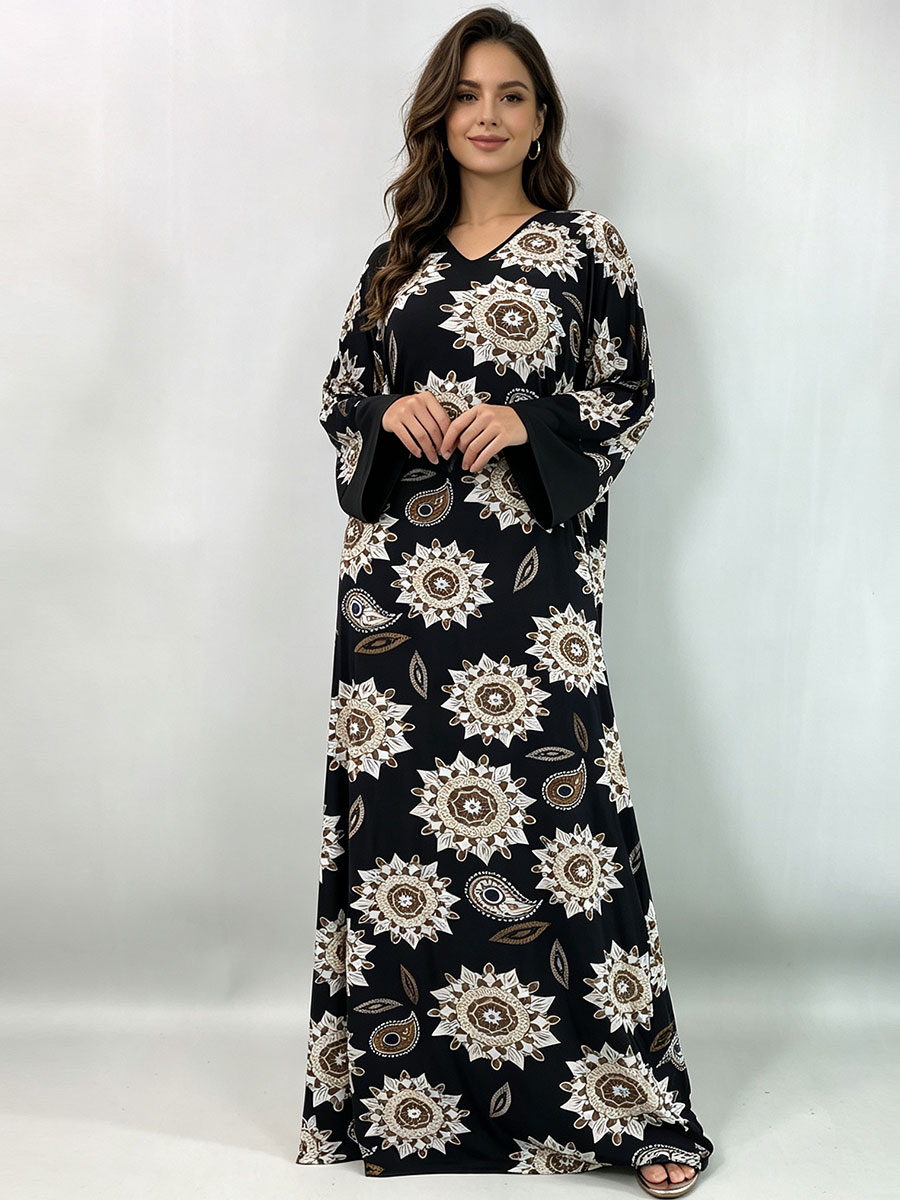 プラスサイズ マキシドレス レディース ブラック ボヘミアン - Maxi Dress Boho のレビューと価格