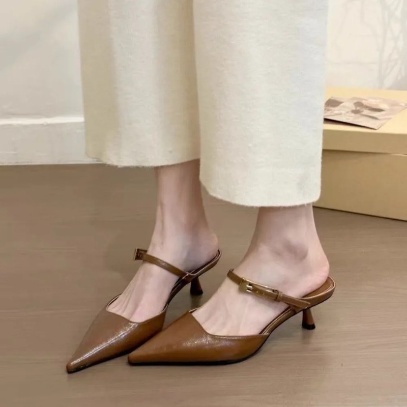 レディース ポインテッドトゥ スリッパ ミドルヒール ファッ - Women'S Fashion Trends のレビューと価格