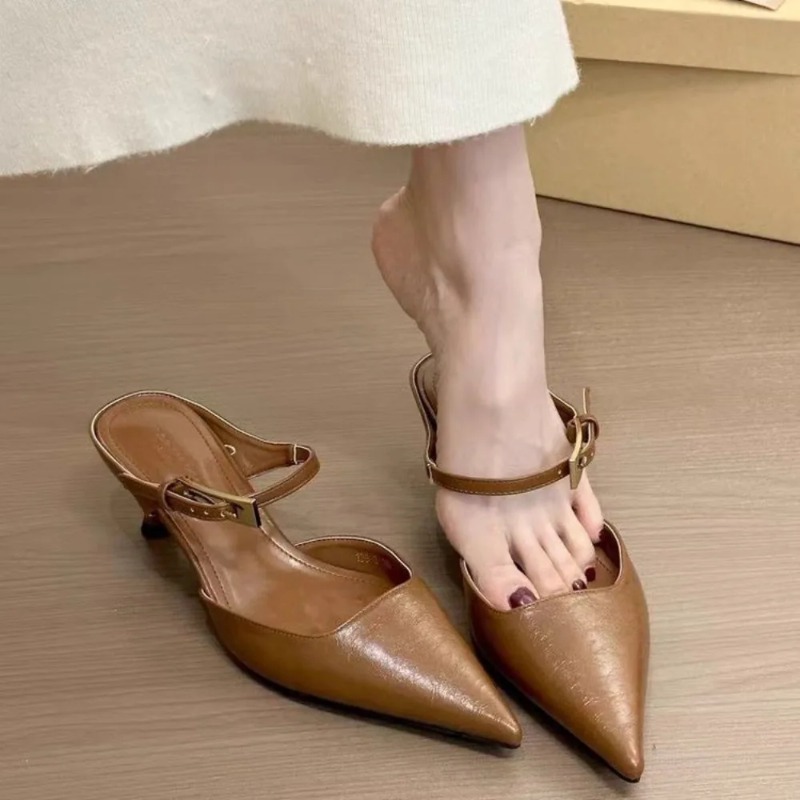 レディース ポインテッドトゥ スリッパ ミドルヒール ファッ - Women'S Fashion Trends のレビューと価格