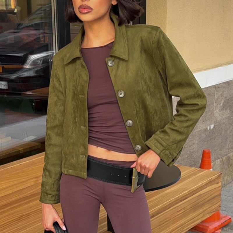 レディース フェイクスエード ボタンアップジャケット ヴィン - Women'S Fashion Utility Jacket のレビューと価格