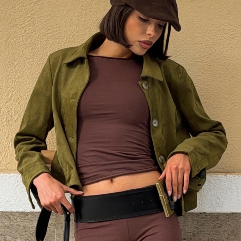 レディース フェイクスエード ボタンアップジャケット ヴィン - Women'S Fashion Utility Jacket のレビューと価格