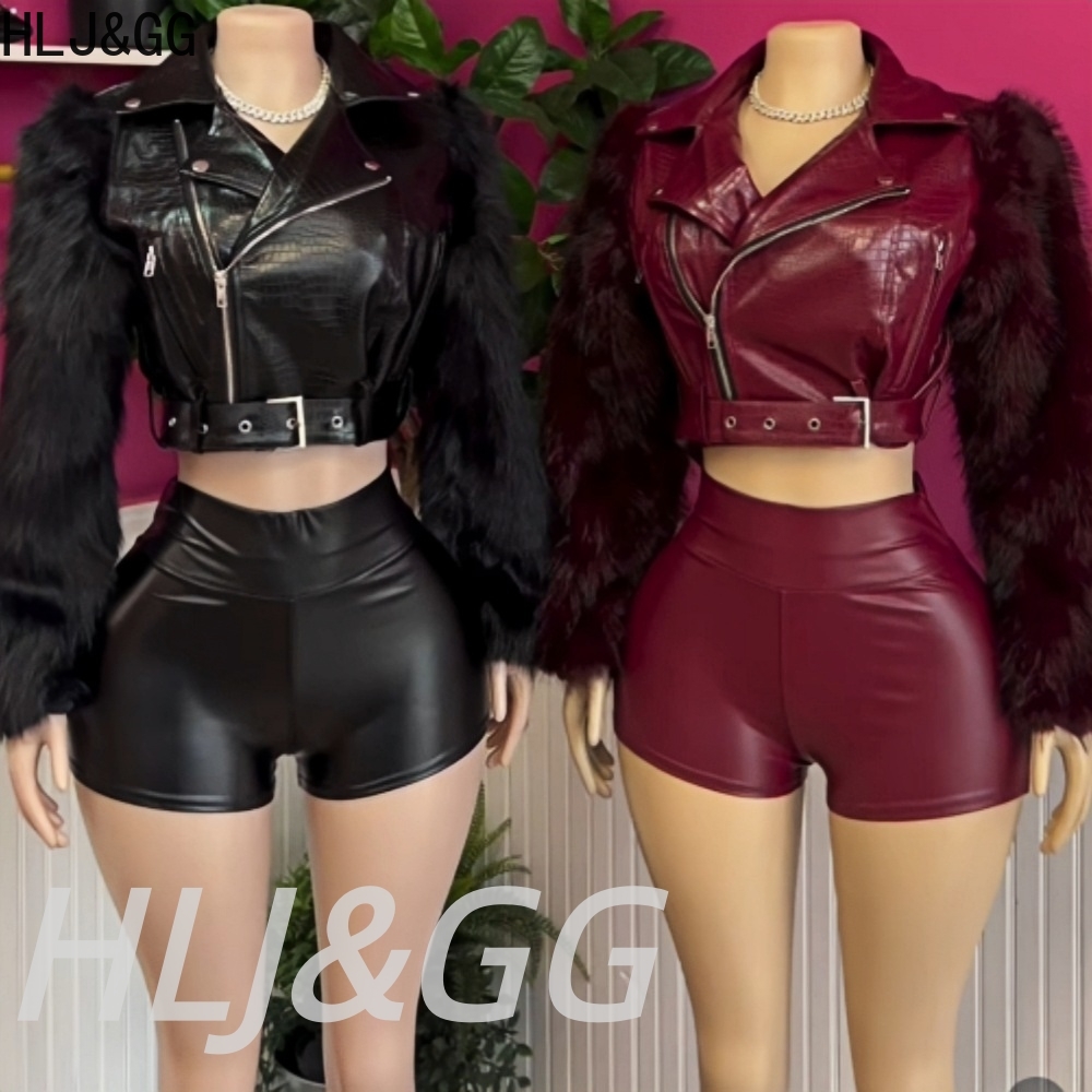 HLJ&GG トレンドファッション毛皮パッチワークレザージャ - Women'S Fashion Leather Jacket のレビューと価格