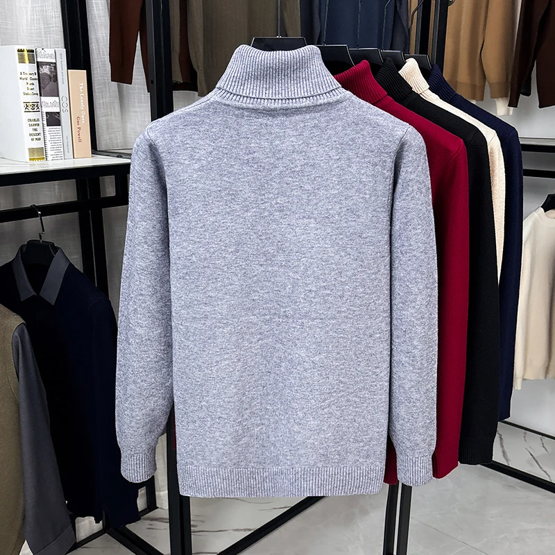 メンズタートルネックニットセーター 長袖 リブ編み襟と袖口  - Ribbed Knit Sweater のレビューと価格