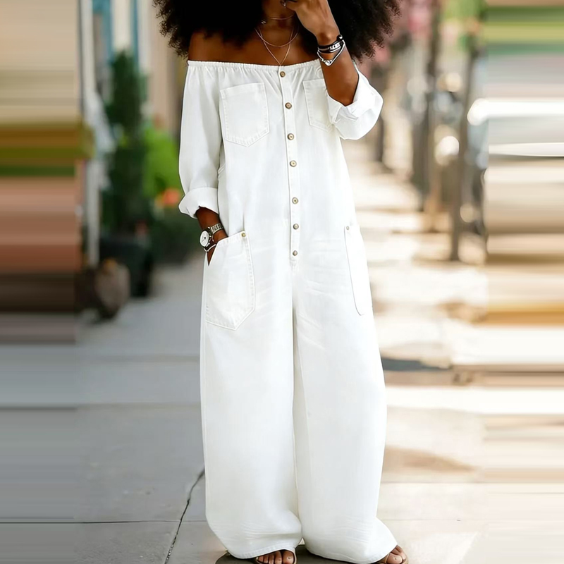 レディースファッションストリート長袖ルーズプレイスーツカジュ - Women'S Fashion Vintage Off Shoulder Long Sleeve Jumpsuit のレビューと価格