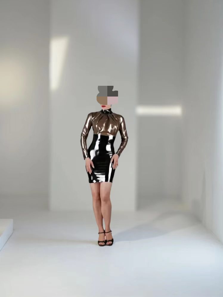手作り黒天然ラテックスペンシルドレスフルジッパーバックセクシ - Bodycon Dress Women のレビューと価格