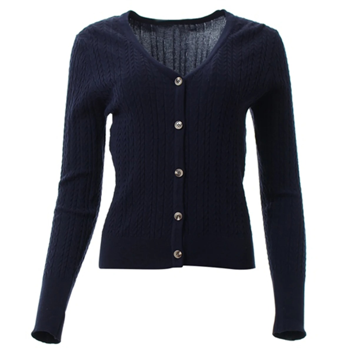 プラスサイズの女性のボタンダウン長袖 V ネックストレッチニ - Ribbed Knit Sweater のレビューと価格