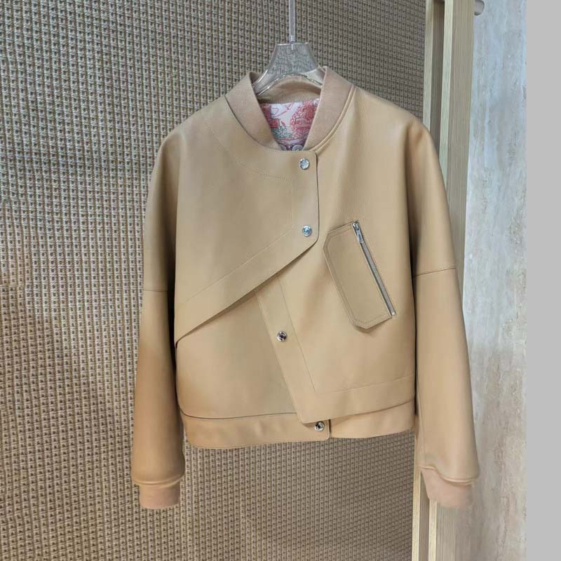 本革ジャケット 2026 新しい女性用コート 春 ライチ柄シ - Women'S Fashion Leather Jacket のレビューと価格