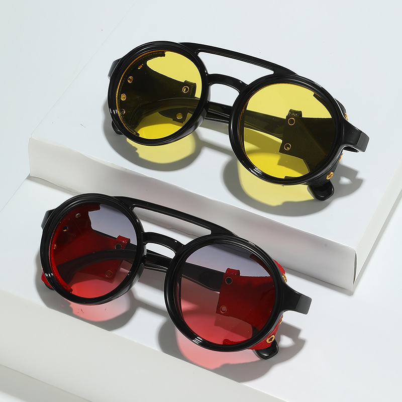 レトロなUVカットサングラス 男女兼用 レザーラウンドメガネ - Women'S Fashion Eyewear のレビューと価格