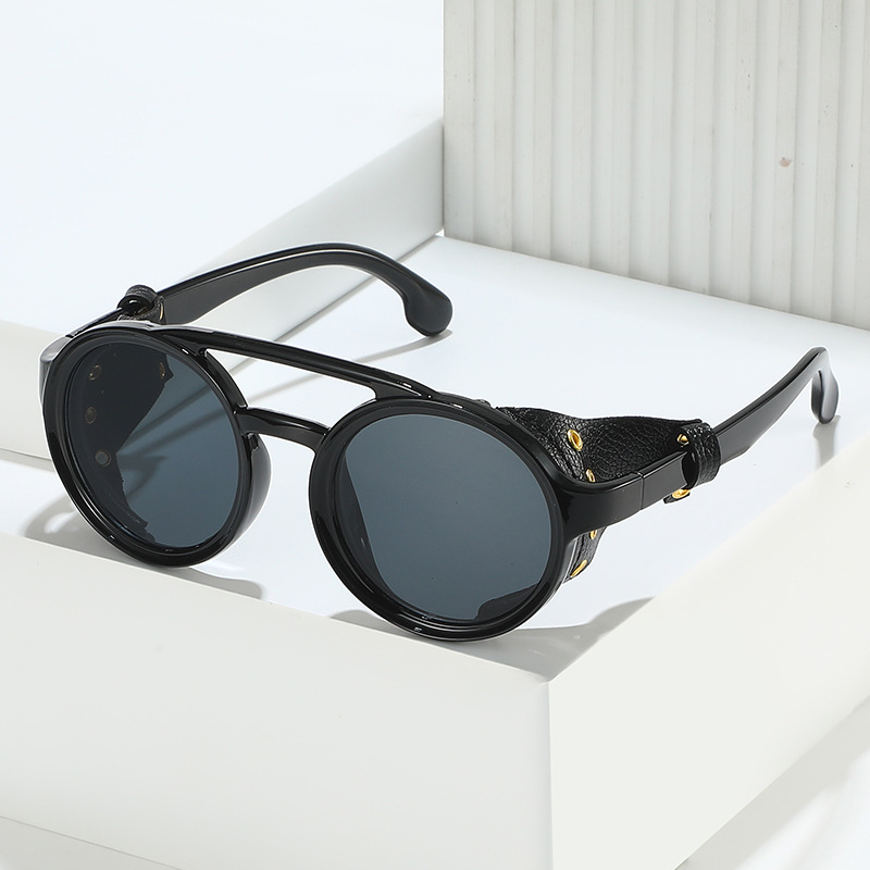 レトロなUVカットサングラス 男女兼用 レザーラウンドメガネ - Women'S Fashion Eyewear のレビューと価格