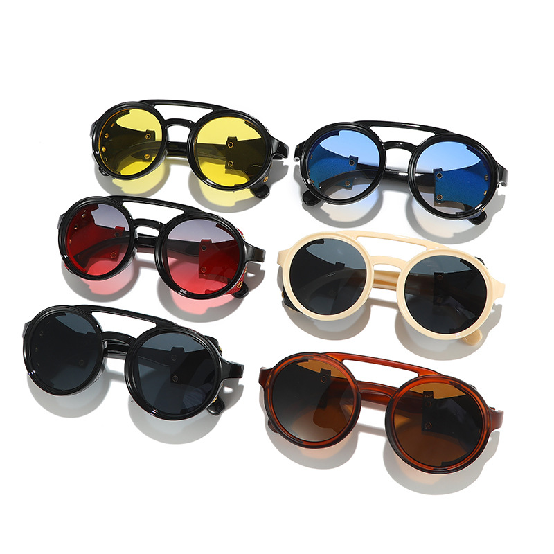 レトロなUVカットサングラス 男女兼用 レザーラウンドメガネ - Women'S Fashion Eyewear のレビューと価格