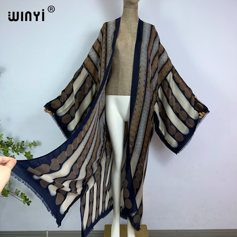 WINYI着物 夏用 幾何学模様プリント カフタン ビーチウ - Women'S Fashion Kimono のレビューと価格