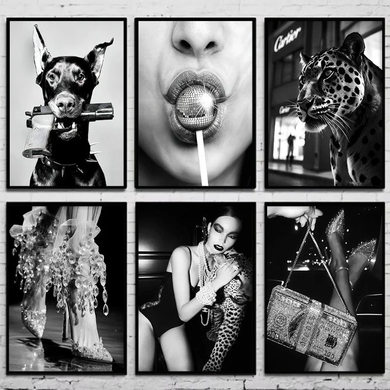 黒と白のファッションヴィンテージ写真ポスター女性ワイン写真キ - Fashion Women Picture のレビューと価格