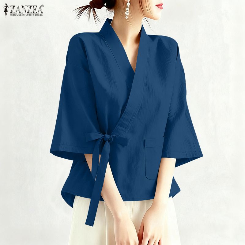 2026年ザンゼア夏クロスVネック半袖トップス女性用ブラウス - Women'S Fashion Kimono のレビューと価格