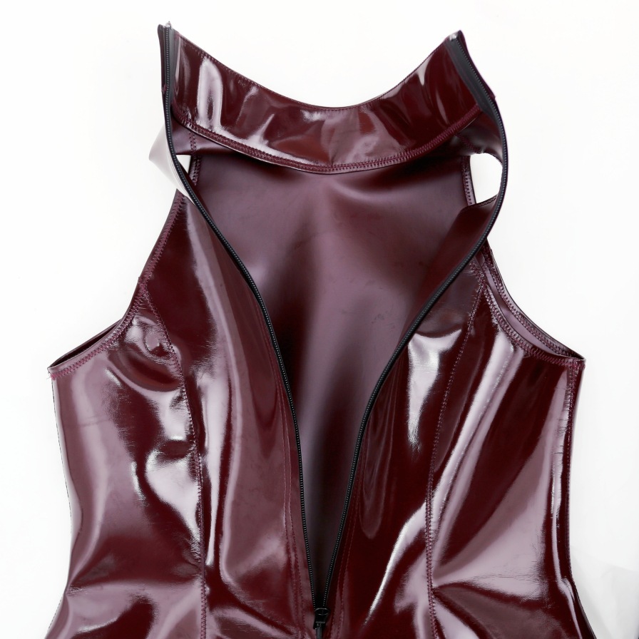 女性ハイカラーミニドレスノースリーブ PU ドレスウェットル - Bodycon Dress Women のレビューと価格