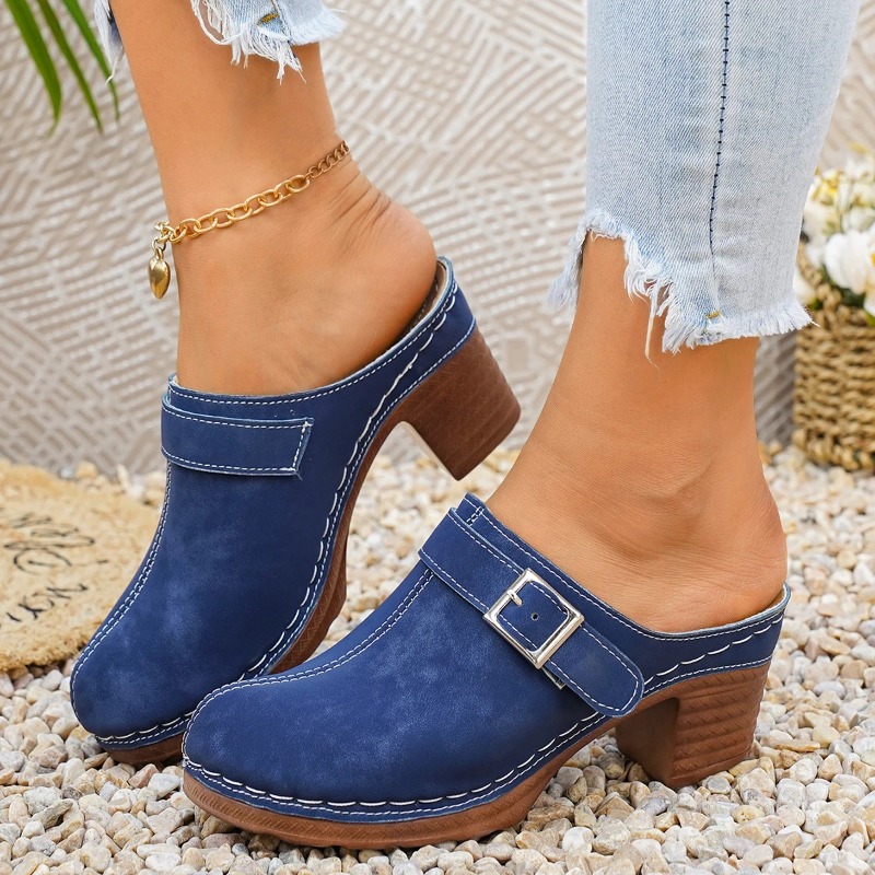 女性サンダルオープントゥチャンキーハイヒールスリッパ女性トレ - Women'S Fashion Trends のレビューと価格