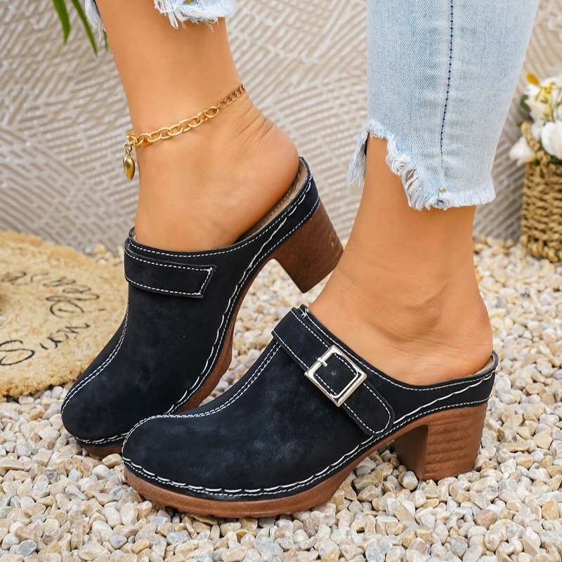女性サンダルオープントゥチャンキーハイヒールスリッパ女性トレ - Women'S Fashion Trends のレビューと価格