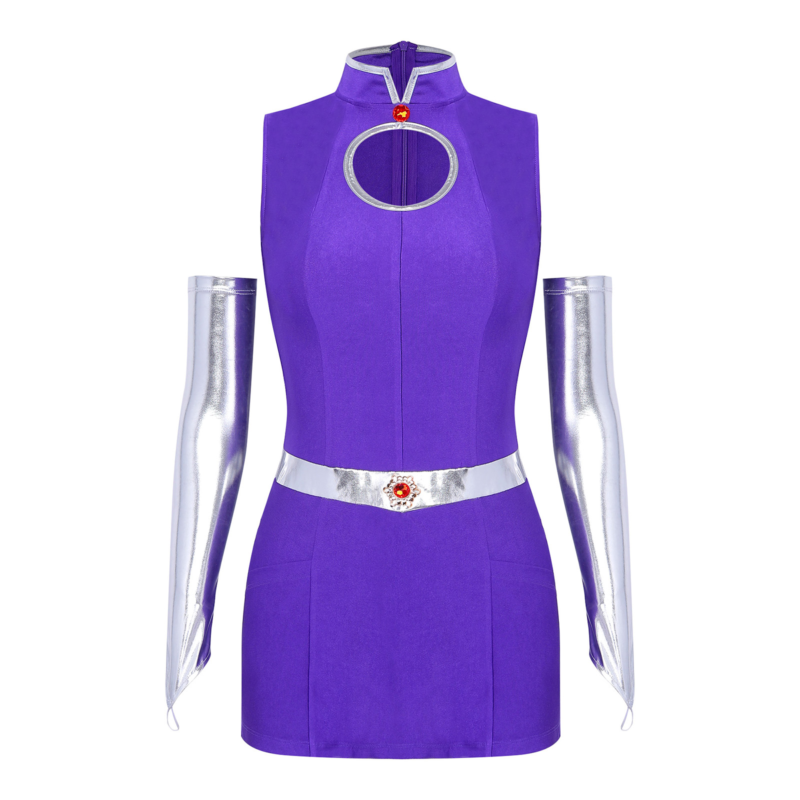 女性用パープルスタンドカラーボディコンミニドレス ハロウィン - Bodycon Dress Women のレビューと価格