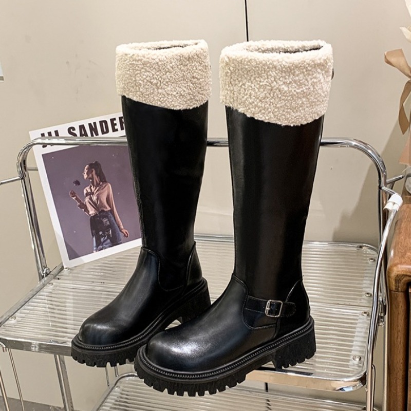 女性用ヒール付きロングブーツ 2025 冬用プラッシュシュー - Women'S Fashion Trends のレビューと価格