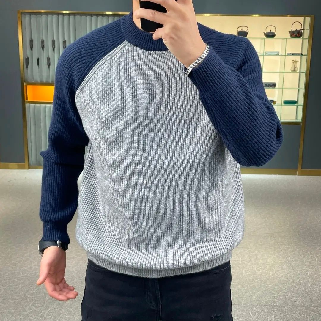 秋冬のファッショナブルな暖色ブロックプルオーバーセーター、ゆ - Ribbed Knit Sweater のレビューと価格