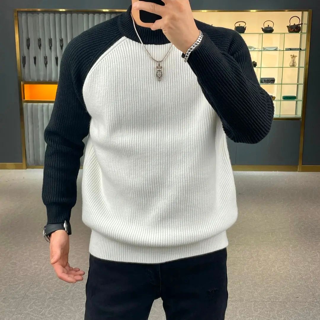 秋冬のファッショナブルな暖色ブロックプルオーバーセーター、ゆ - Ribbed Knit Sweater のレビューと価格