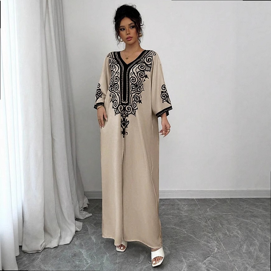 Vネック花柄プリントマキシドレス ルーズボホロングドレス 春 - Maxi Dress Boho のレビューと価格