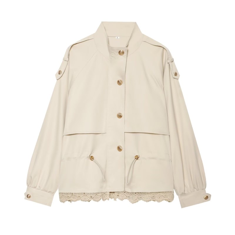 レディースレーストリムユーティリティジャケット、スタンドカラ - Women'S Fashion Utility Jacket のレビューと価格