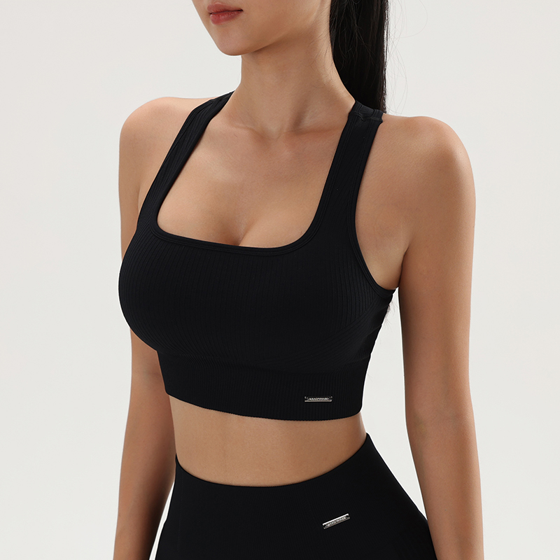 女性用シームレスリブクロップタンクトップ、パッド入りブラ、ス - Bra Top Seamless のレビューと価格